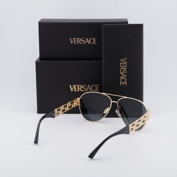 Versace VE2289 100287 Aviator Sunglasses – Gold/Dark Grey - Picture 9 of 9